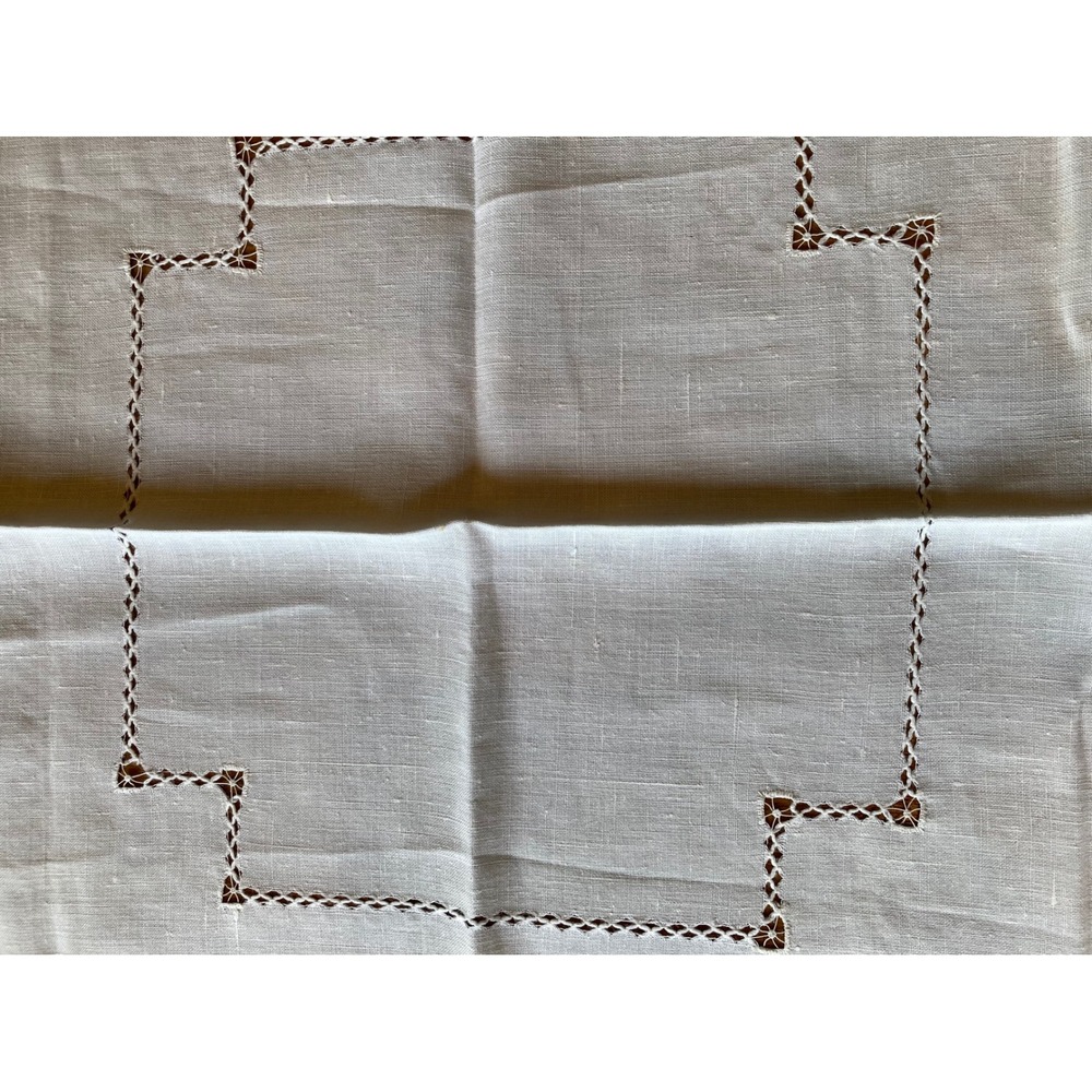 Vtg Square Tablecloth 31x32 White Lace Detail Insets Tea Party Cottagecore - Picture 3 of 7